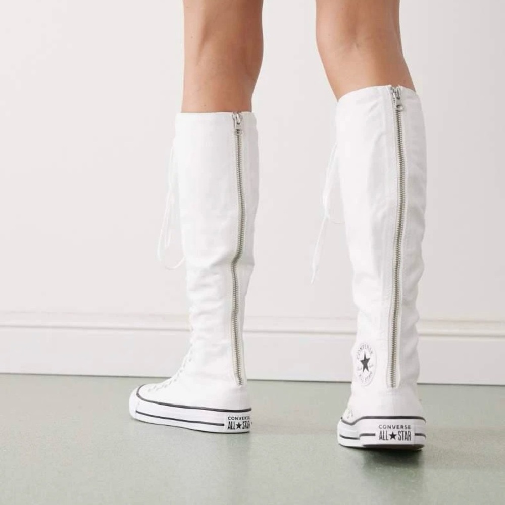 Converse 8 NIB Knee High XX-HI Tall Lace Up White Sneakers Authentic New In Box - Picture 2 of 11